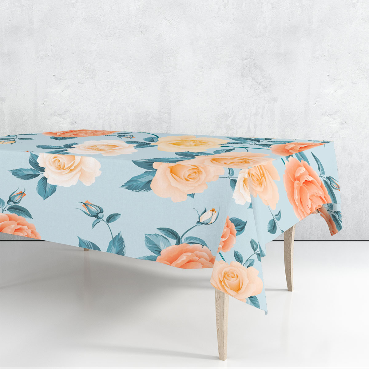 Colorful Seamless Roses and Chrysanthemum Rectangle Tablecloth