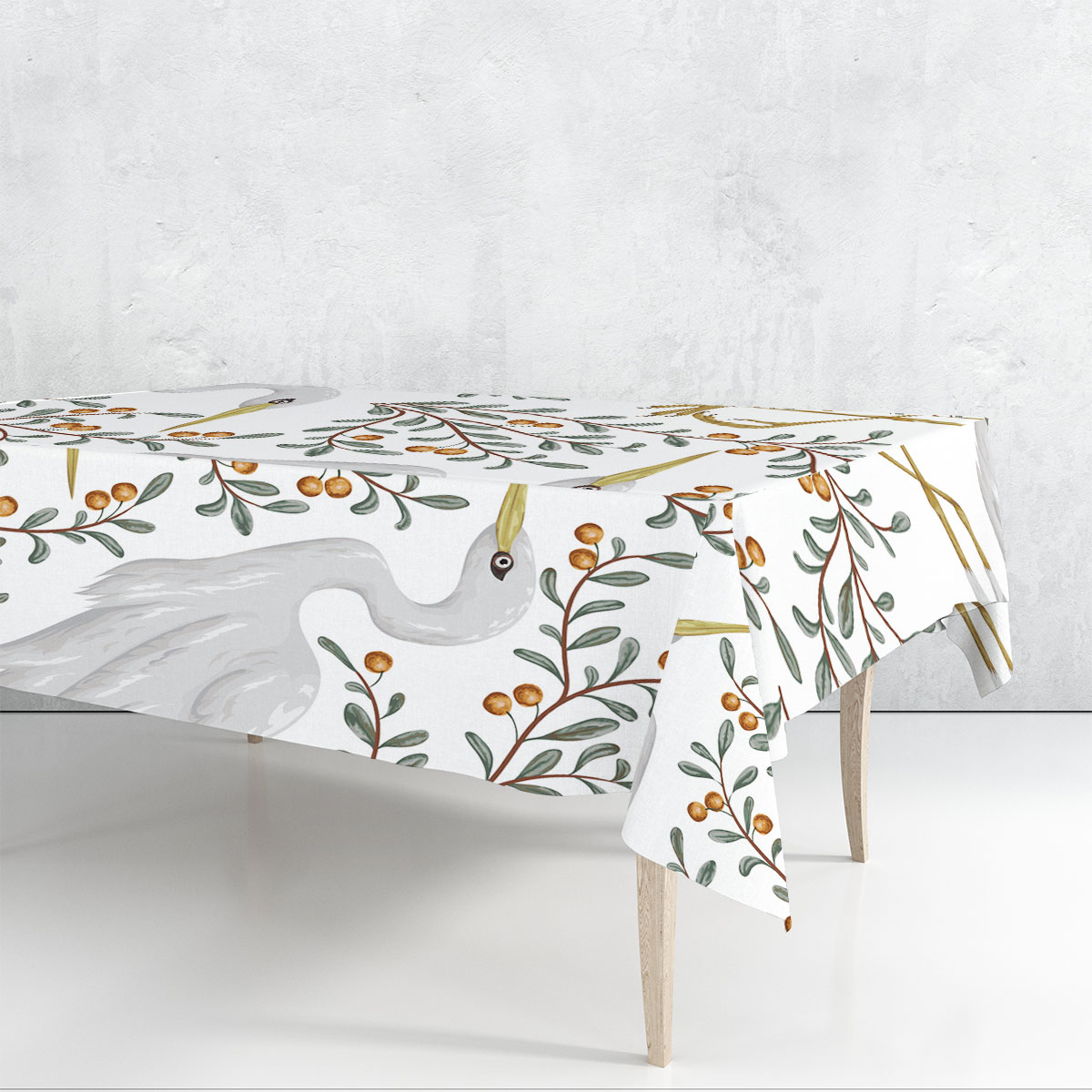 Cranberry Heron Rectangle Tablecloth