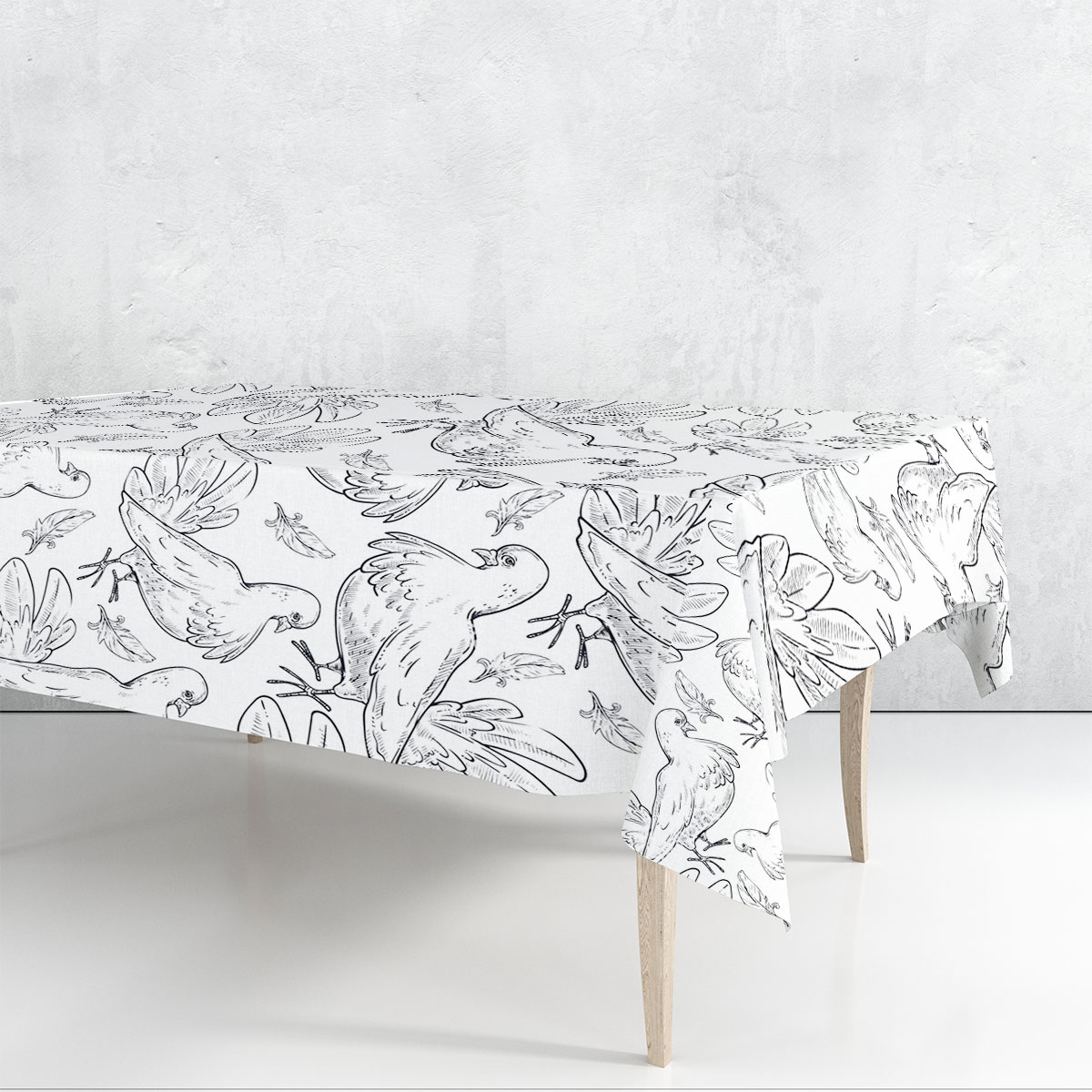 Draw Feather Pigeon Rectangle Tablecloth