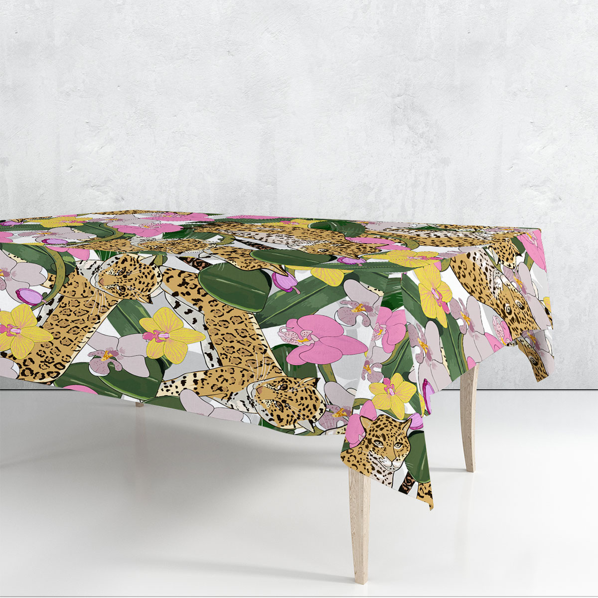 Floral Jaguar Rectangle Tablecloth