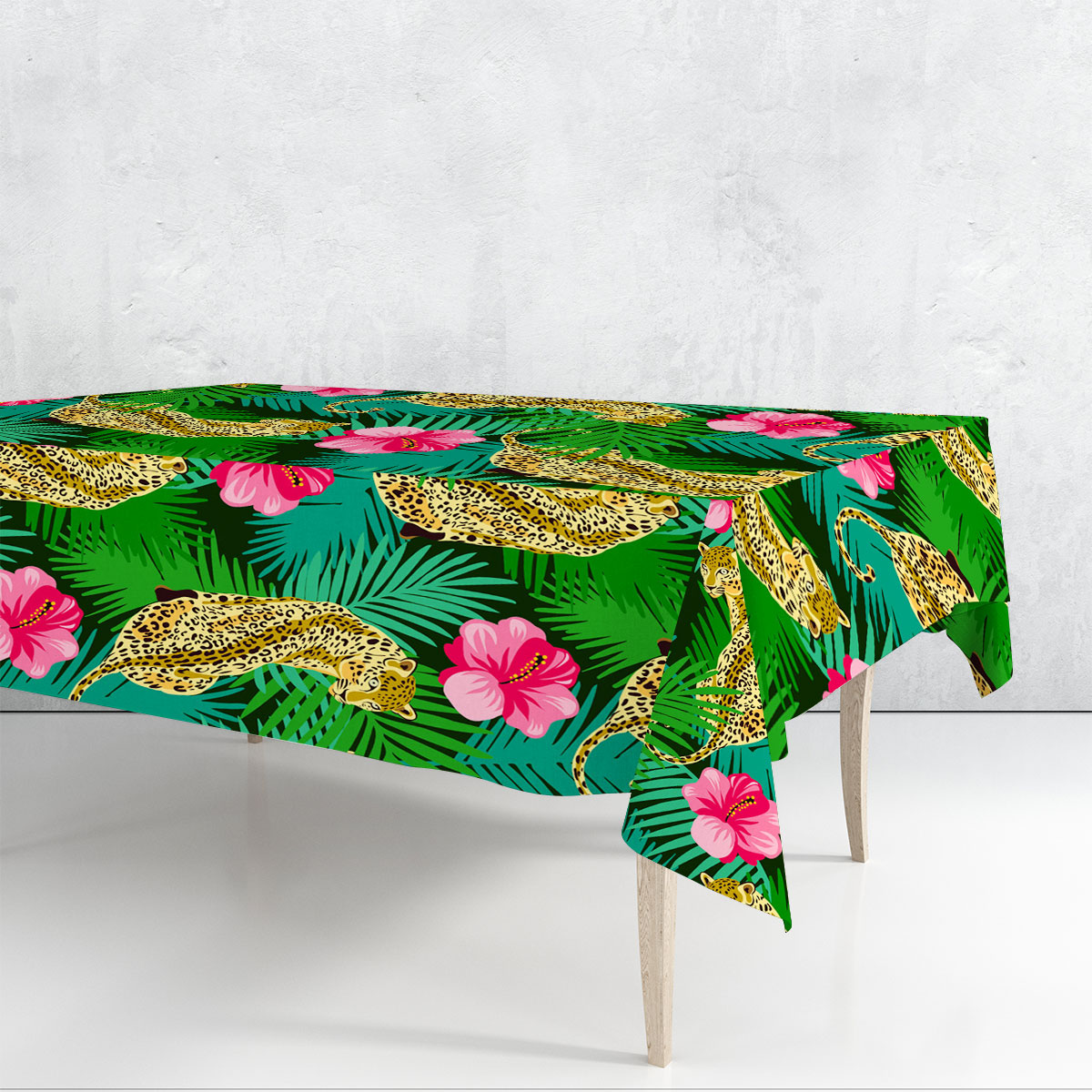 Floral Leopard Rectangle Tablecloth