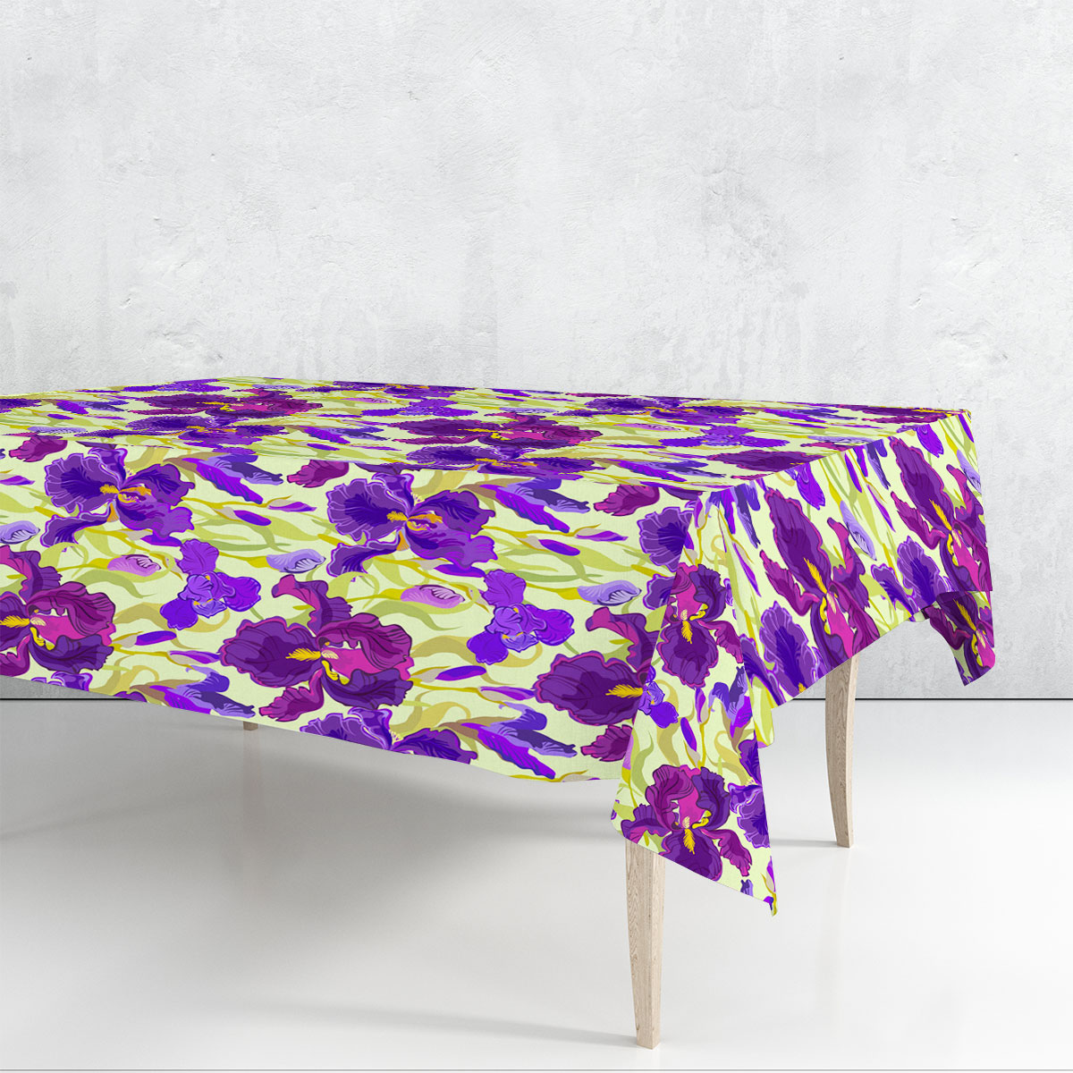 Floral Seamless Pattern Flower Iris Background Rectangle Tablecloth