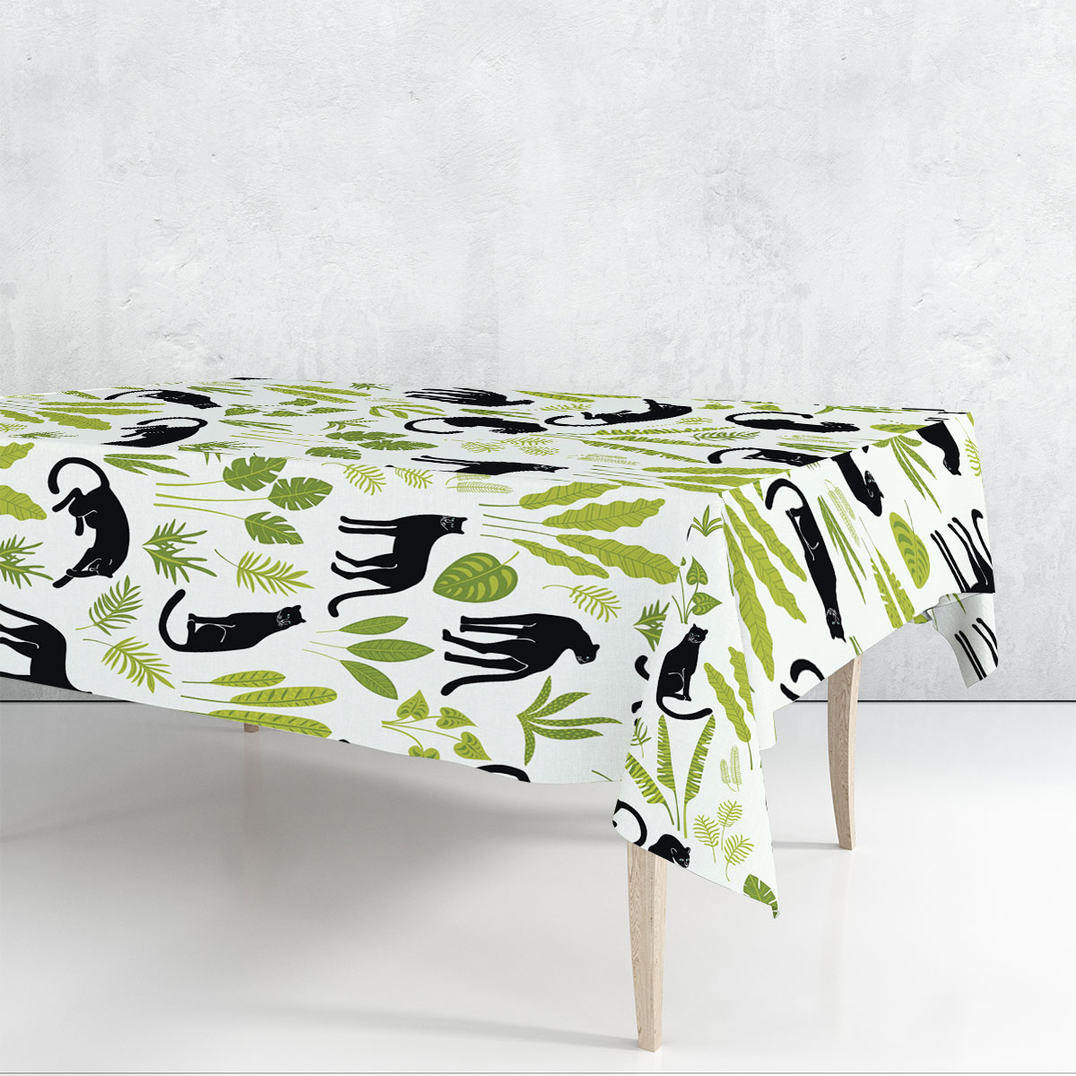 Green Leaf Black Panther Rectangle Tablecloth