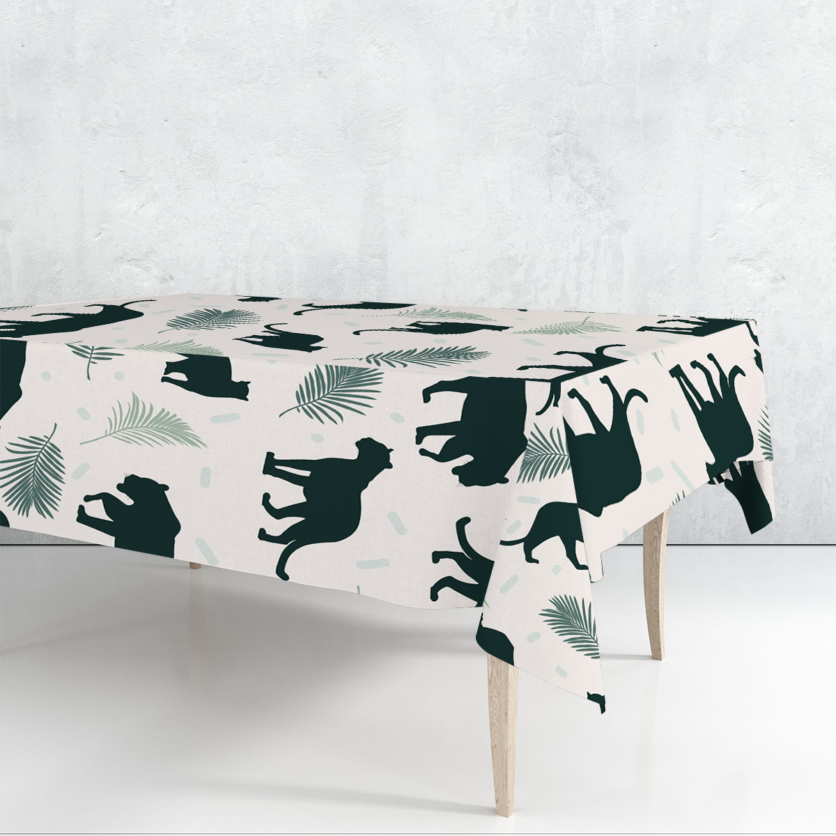 Green Panther Rectangle Tablecloth