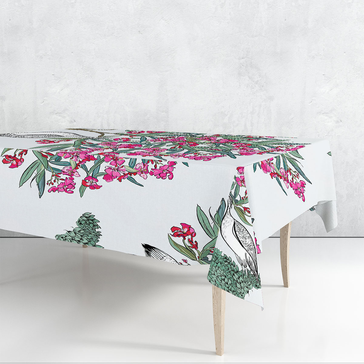 Heron Under Oleander Tree Rectangle Tablecloth