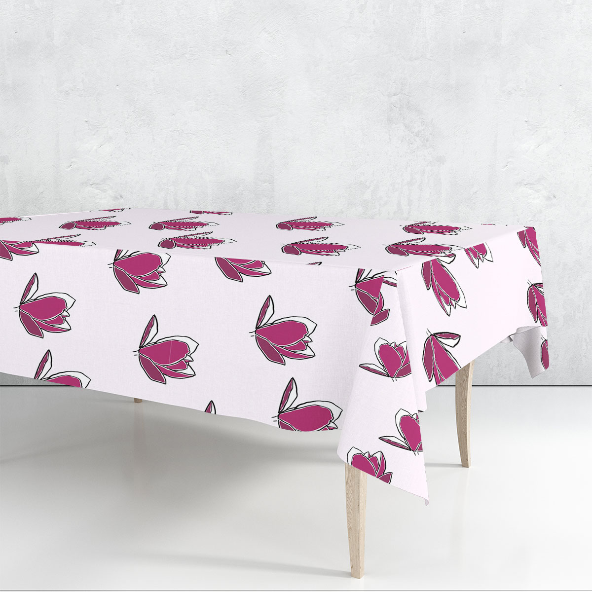 Hot Pink Magnolia Flower Rectangle Tablecloth