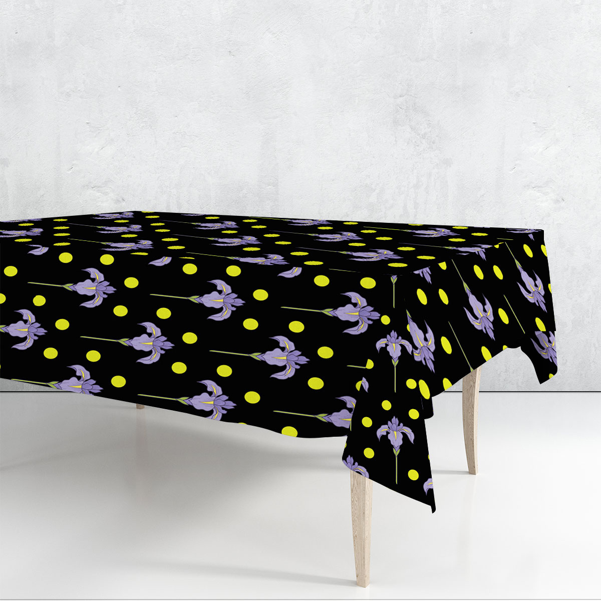 Iris Flower And Dot Seamless Pattern Rectangle Tablecloth