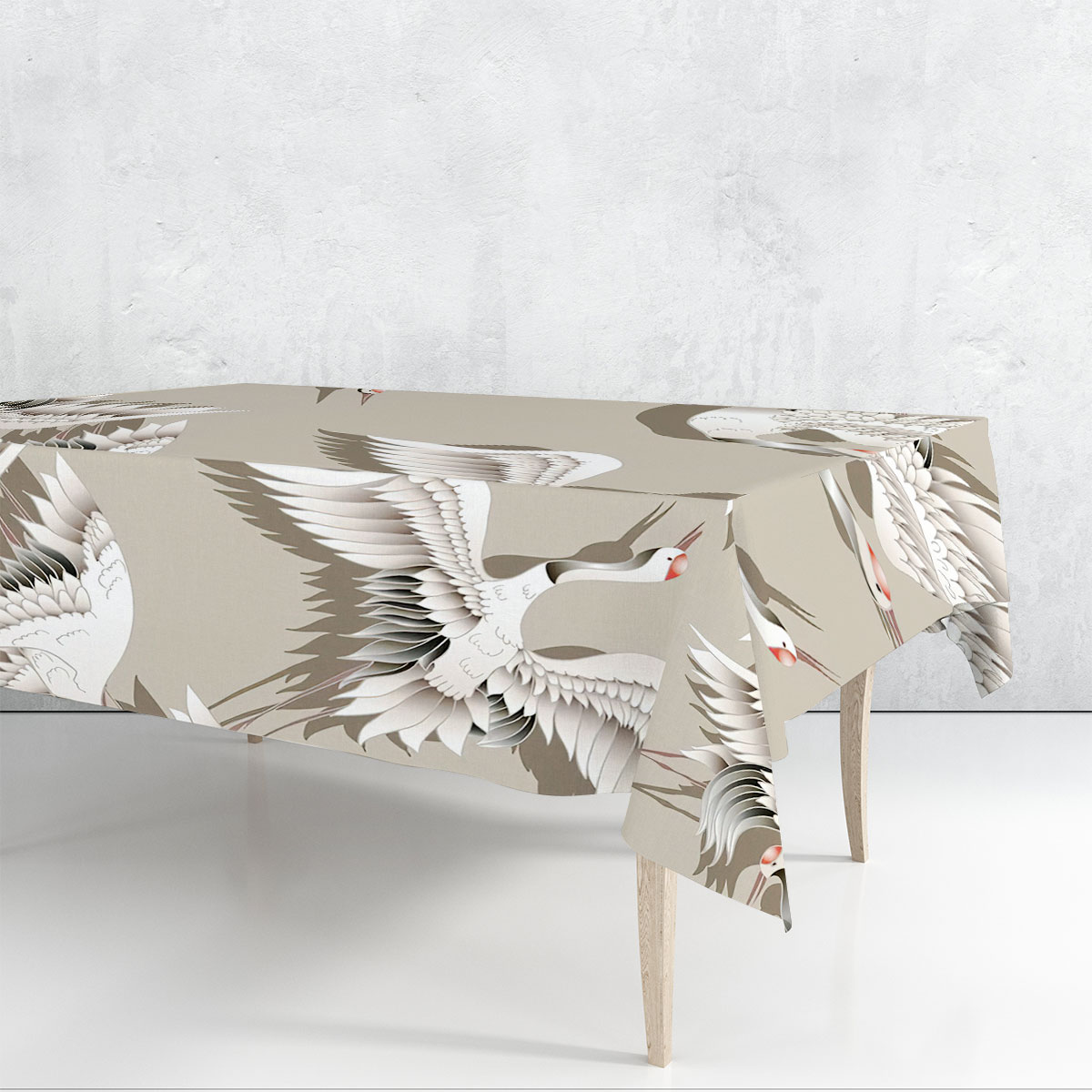 Japanese Heron Brown Backgorund Rectangle Tablecloth