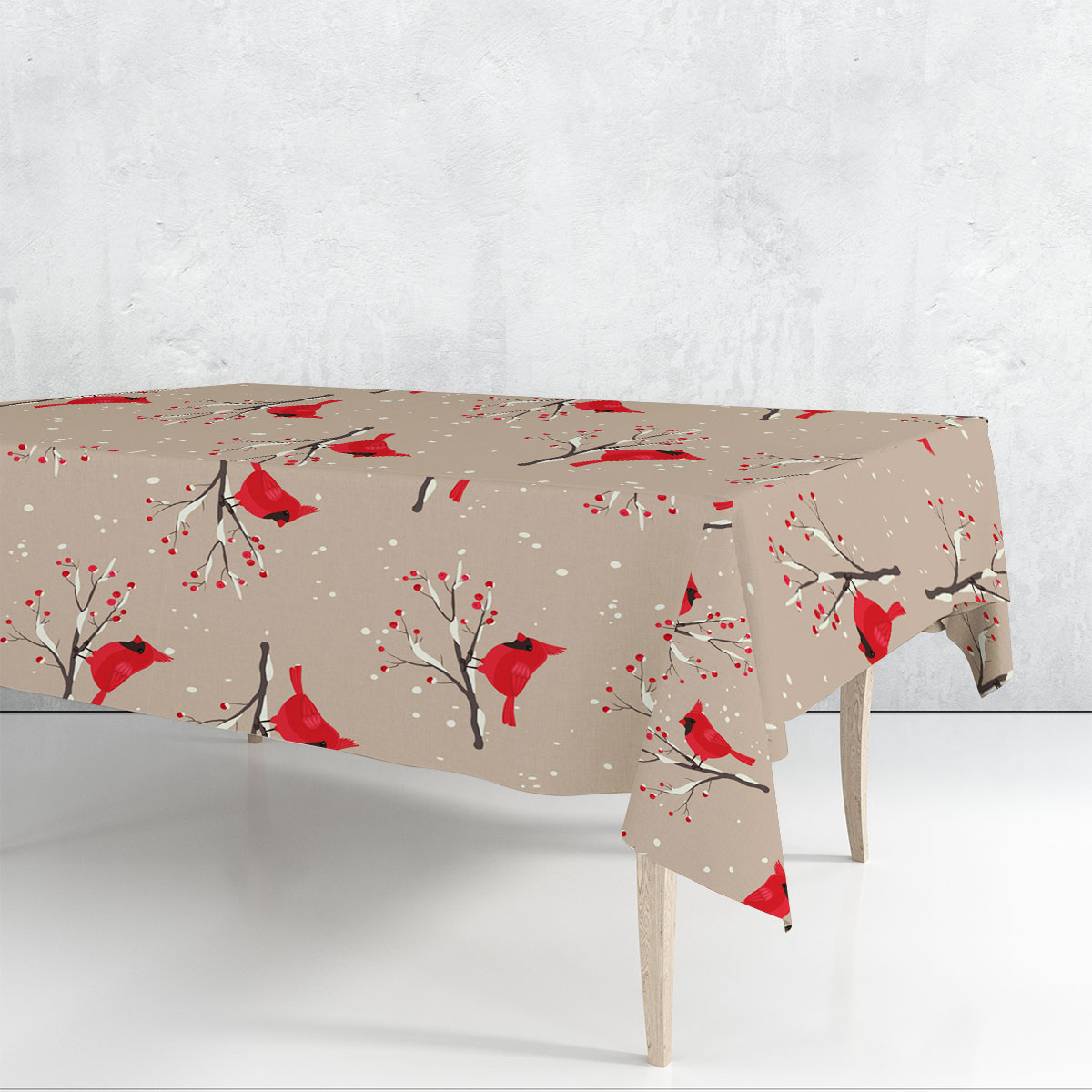 Little Cardinal In Snow Rectangle Tablecloth
