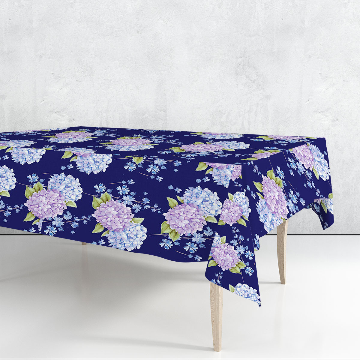 Midnight Hydrangea Rectangle Tablecloth