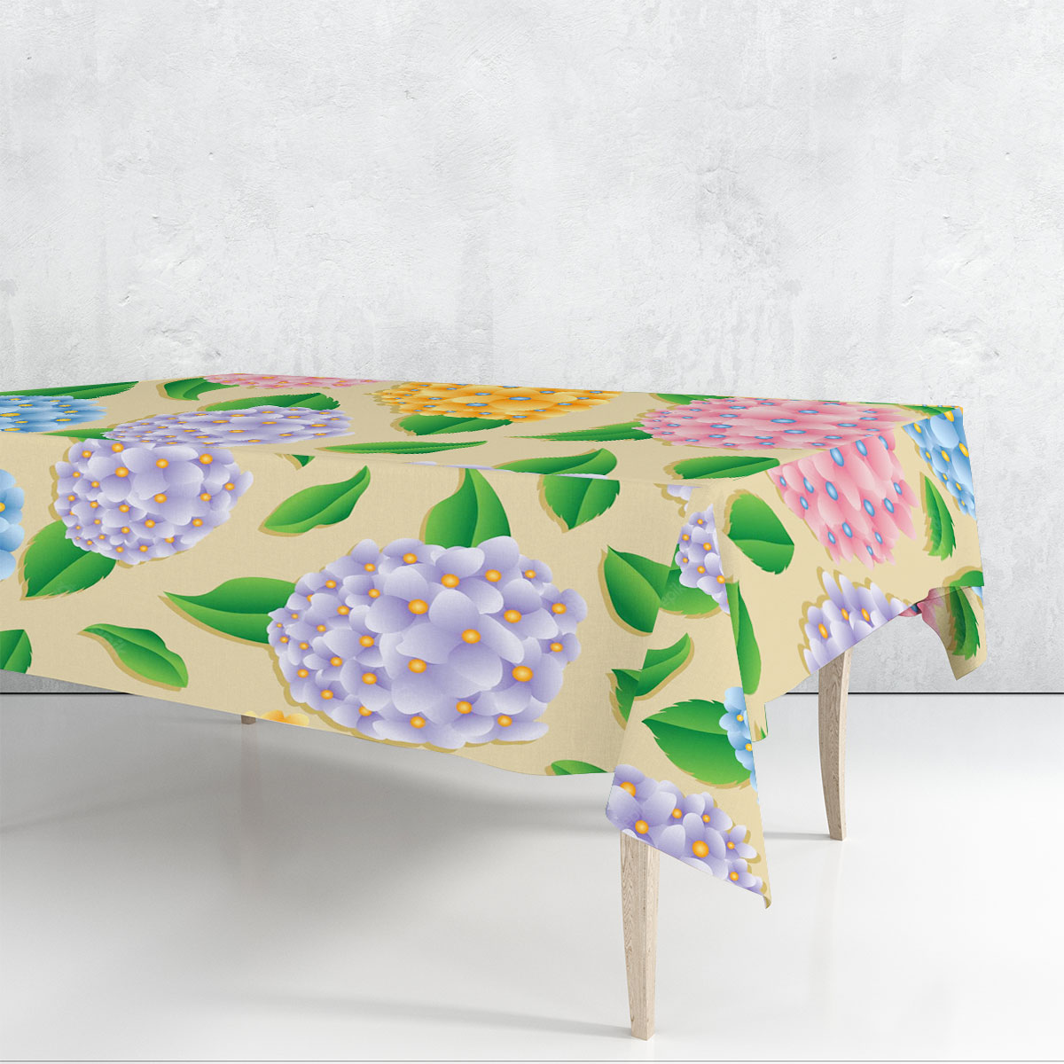 Multi Color Hydrangea Flower Rectangle Tablecloth