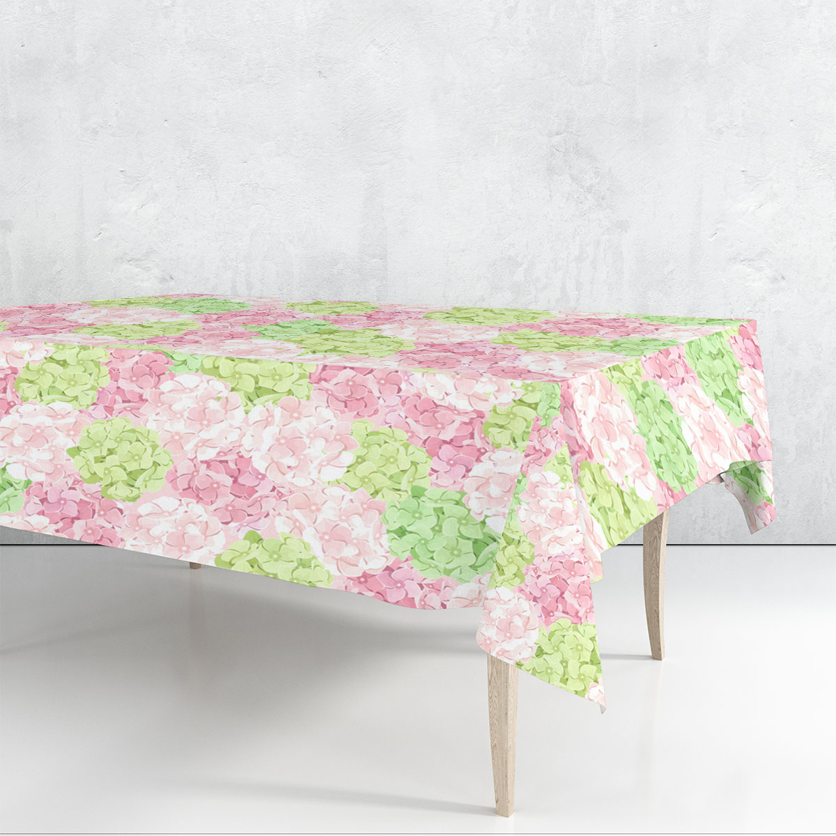 Pink And Green Hydrangea Flowers Rectangle Tablecloth