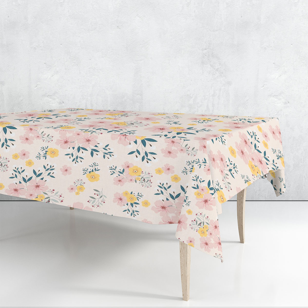 Pink And Yellow Flower Seamless Pattern Rectangle Tablecloth