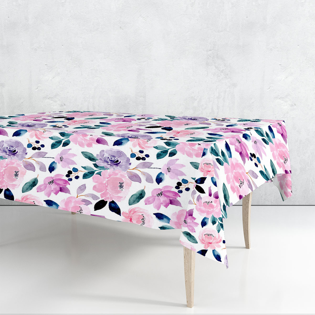 Pink Purple Seamless Pattern With Floral Rectangle Tablecloth