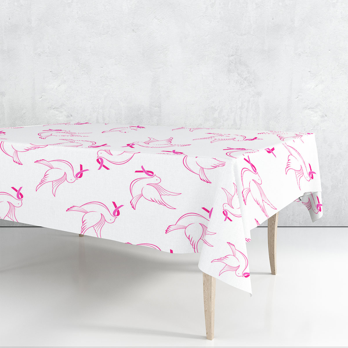 Pink Ribbon Flying Pigeon Rectangle Tablecloth