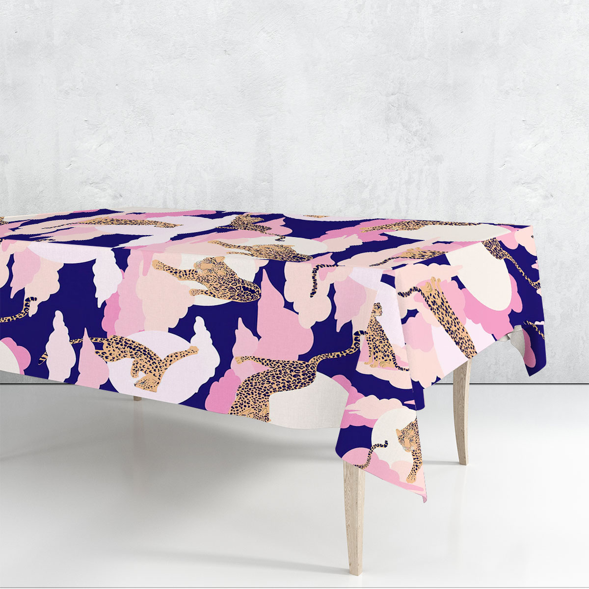 Pink Sun Panther Rectangle Tablecloth