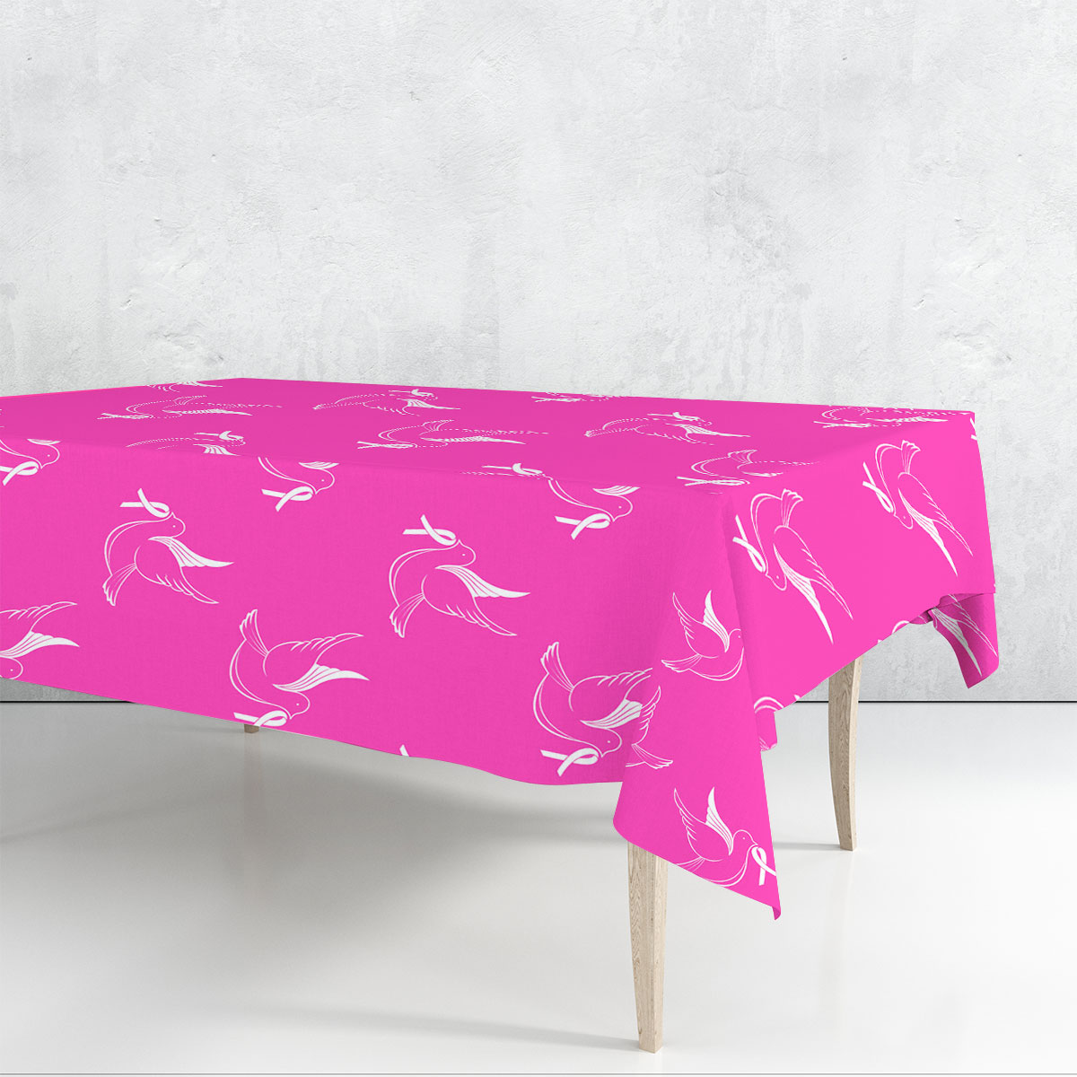 Pink Universe Ribbon Pigeon Rectangle Tablecloth