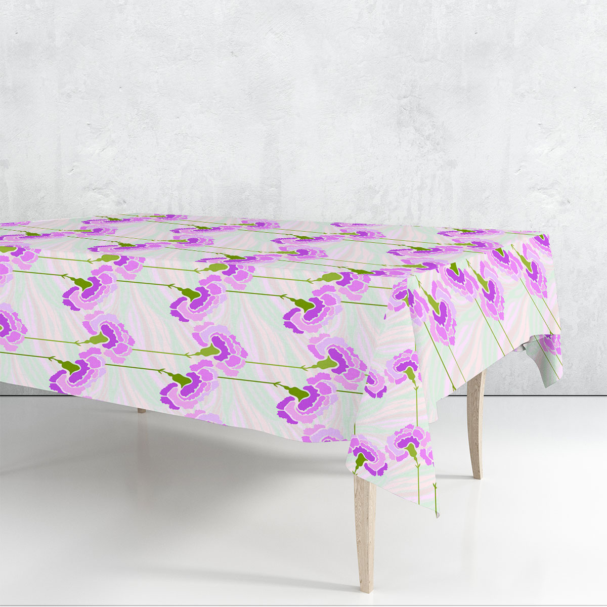 Purple Carnations Flower Rectangle Tablecloth