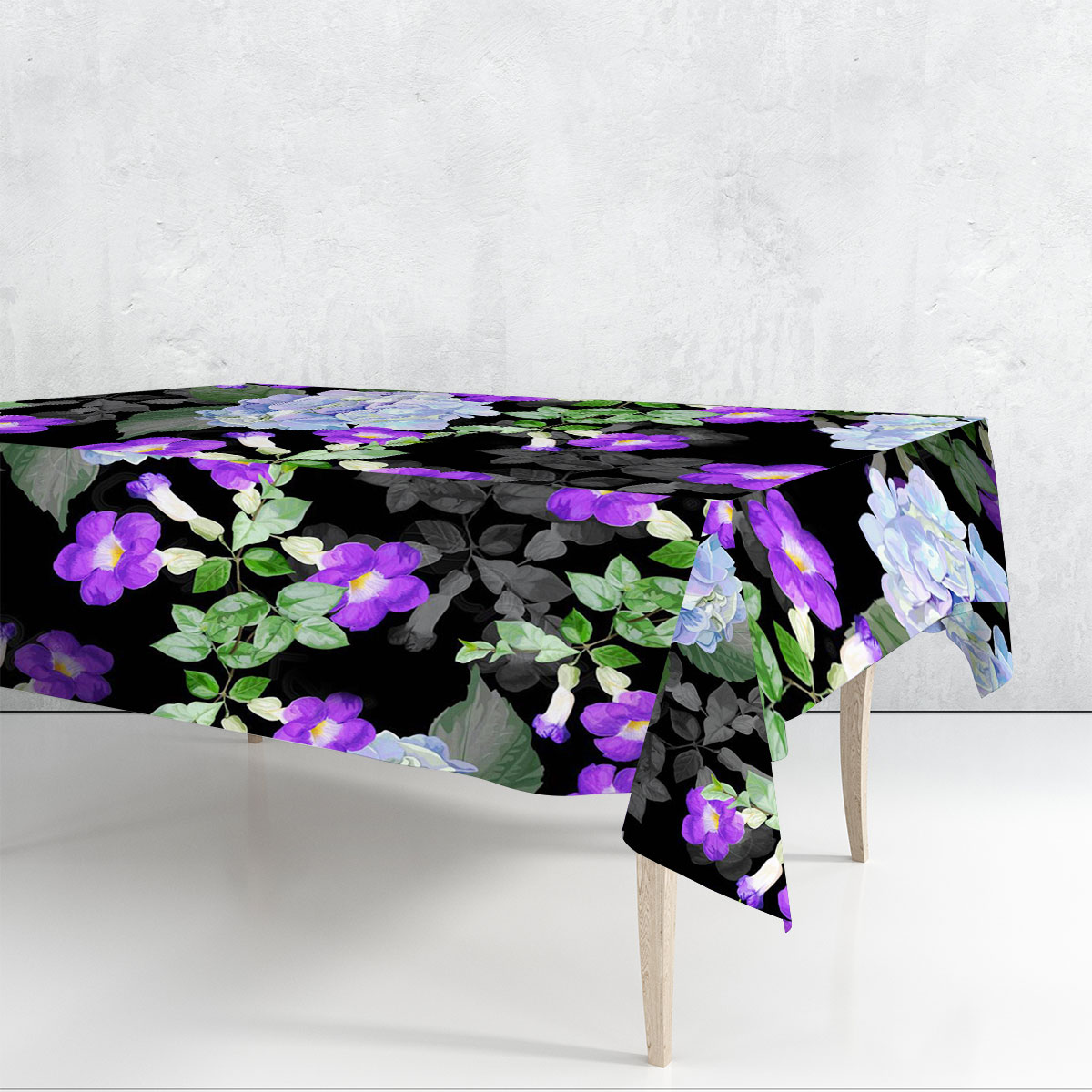 Purple Flower And Hydrangea Rectangle Tablecloth
