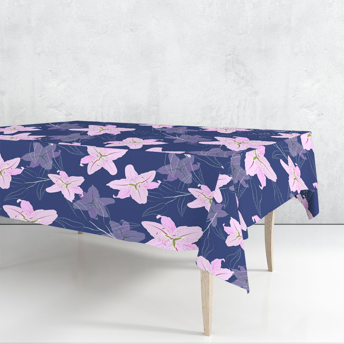 Purple Lily Flowers Rectangle Tablecloth