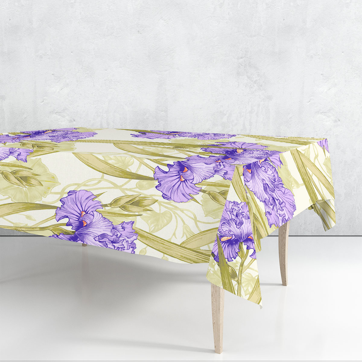 Purple Watercolor Iris Flower Rectangle Tablecloth