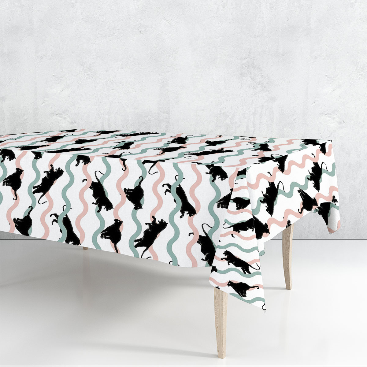Running Black Panther Rectangle Tablecloth