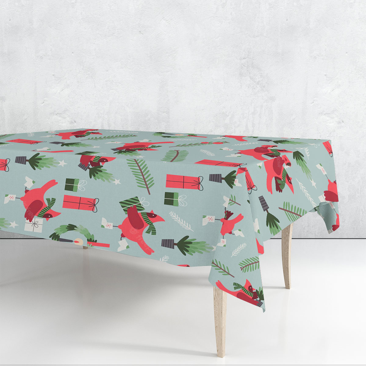 Santa Gift Cardinal Rectangle Tablecloth