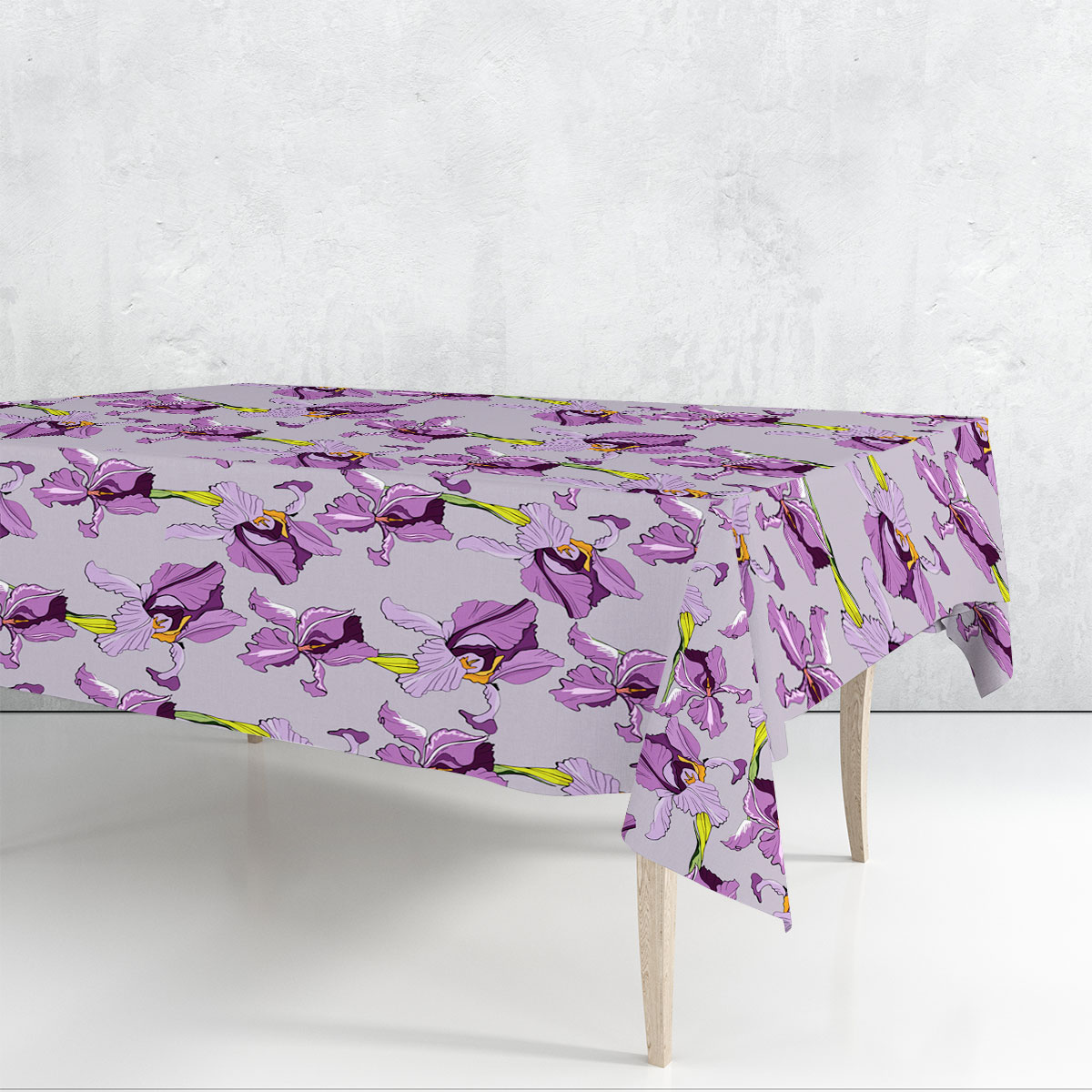 Seamless Pattern With Purple Iris Flowers Rectangle Tablecloth