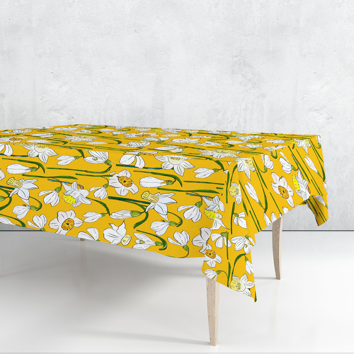 Snowdrops And Daffodils Seamless Pattern Rectangle Tablecloth