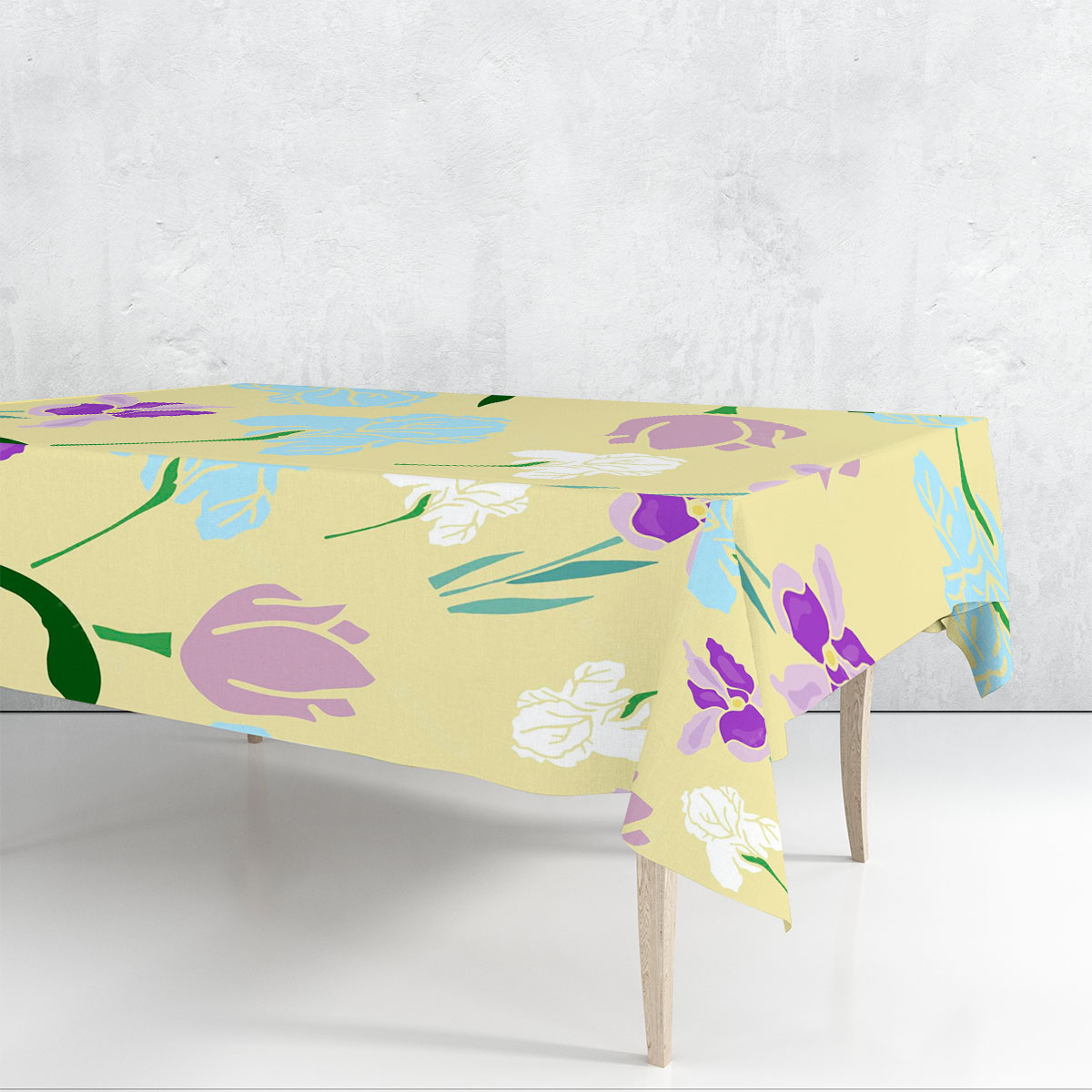 Spring Flowers Irises And Tulips Rectangle Tablecloth