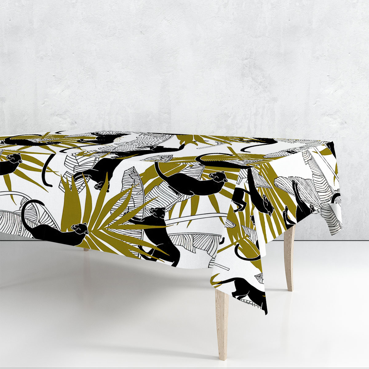 Tropical Black Panther Rectangle Tablecloth