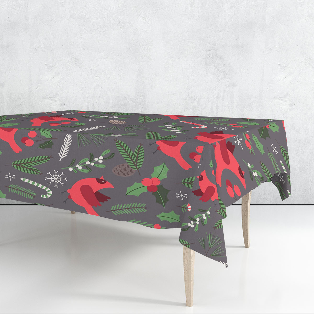 Tropical Christmas Cardinal Rectangle Tablecloth