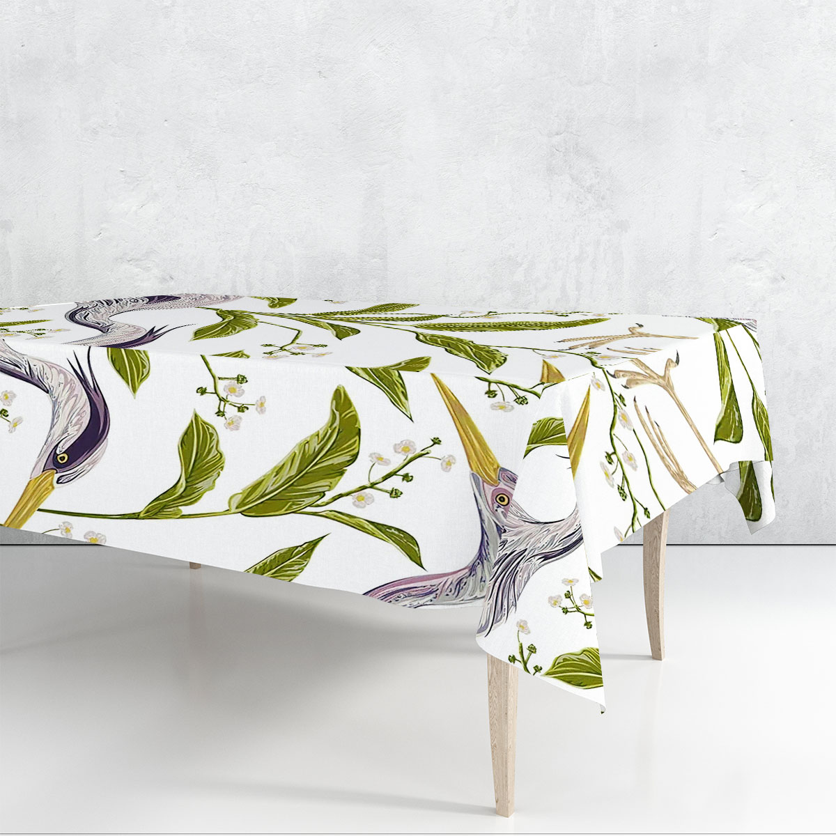Tropical Heron Art Rectangle Tablecloth