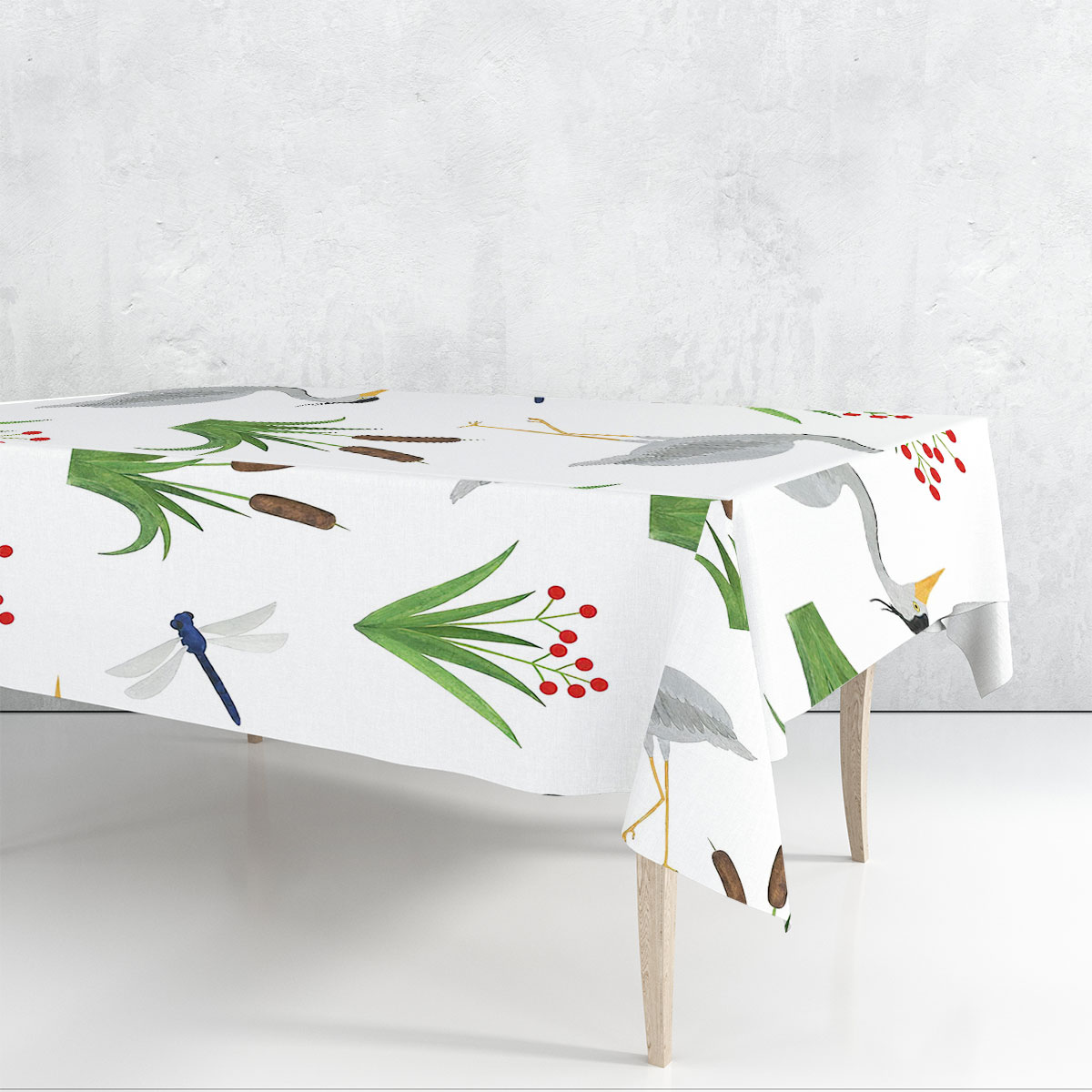 Tropical Heron Cartoon Rectangle Tablecloth