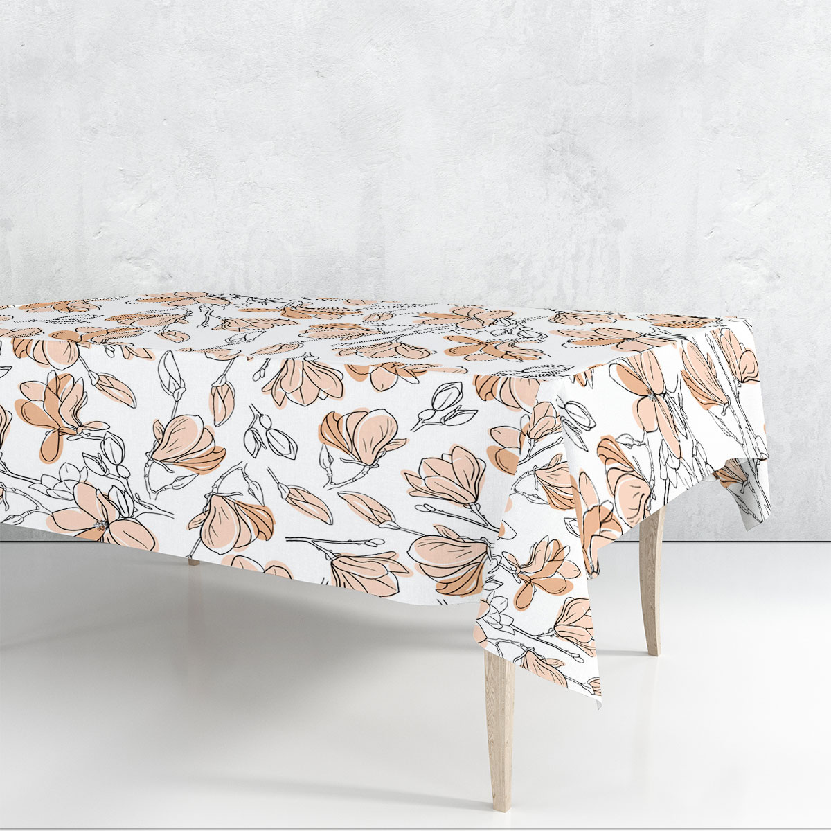 Watercolor Magnolia Flower Rectangle Tablecloth