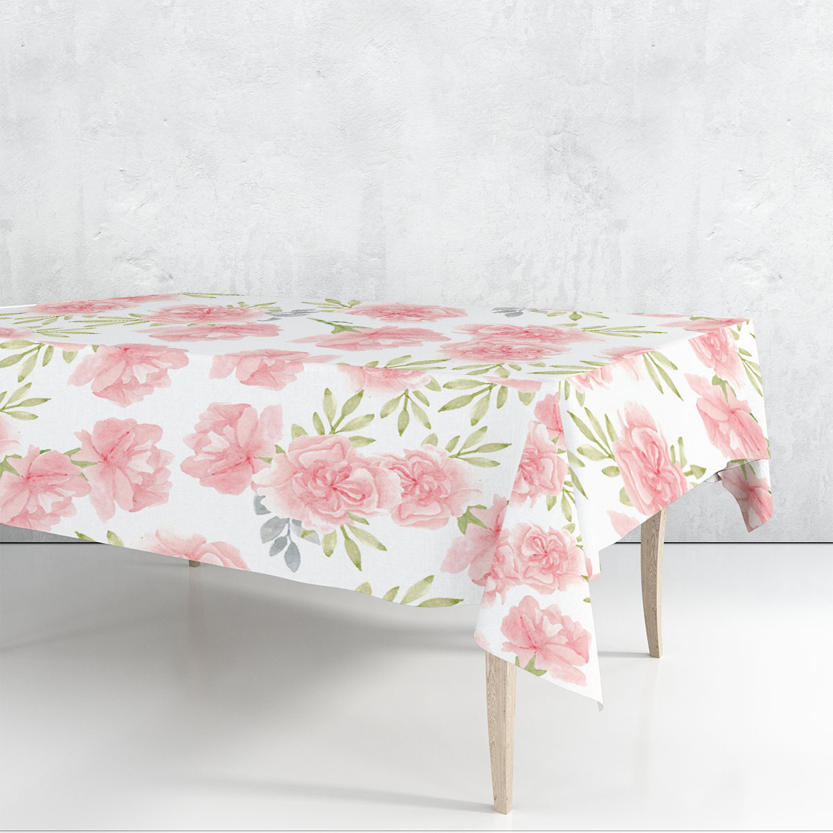 Watercolor Pink Carnation Flower Rectangle Tablecloth