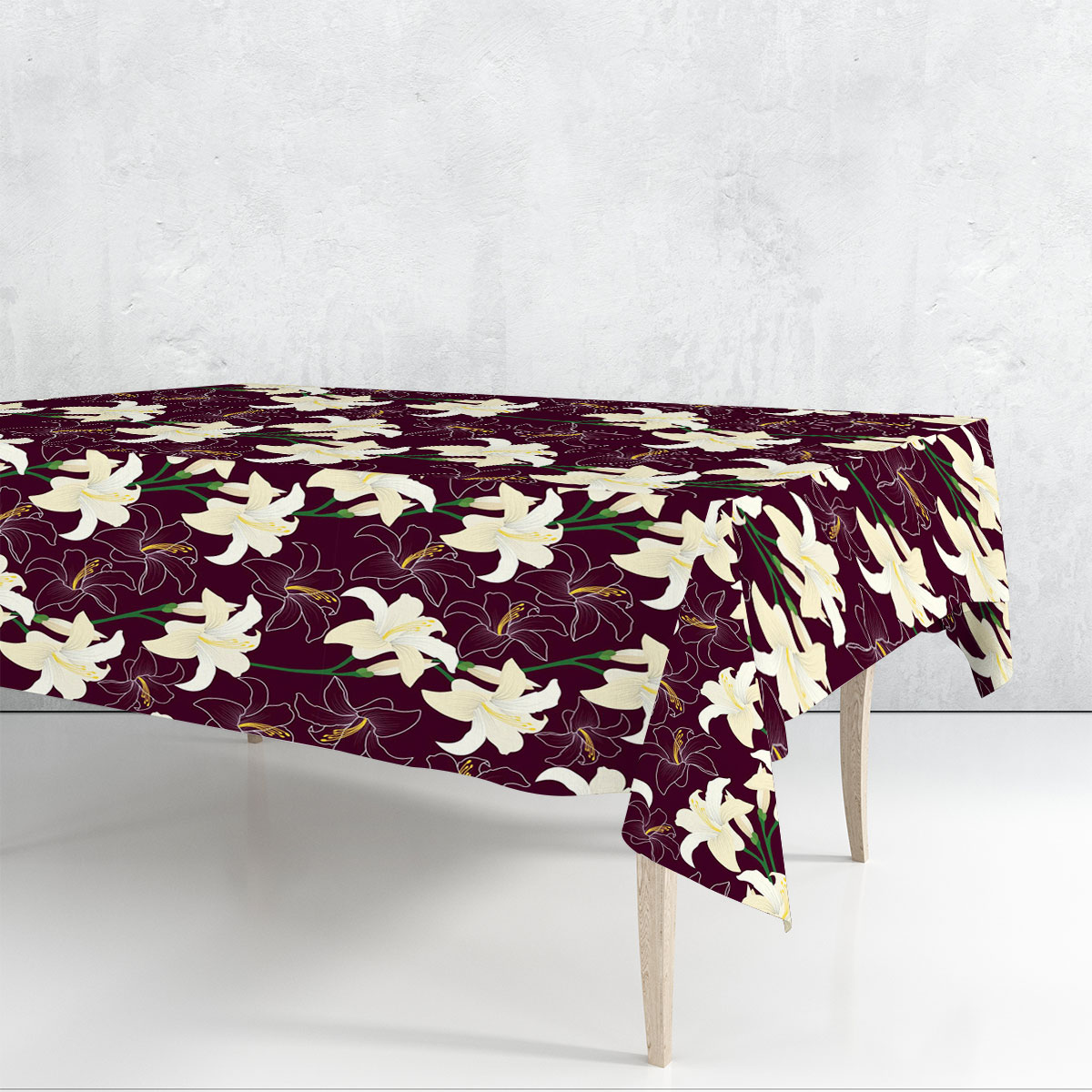White Lily Seamless Pattern Rectangle Tablecloth