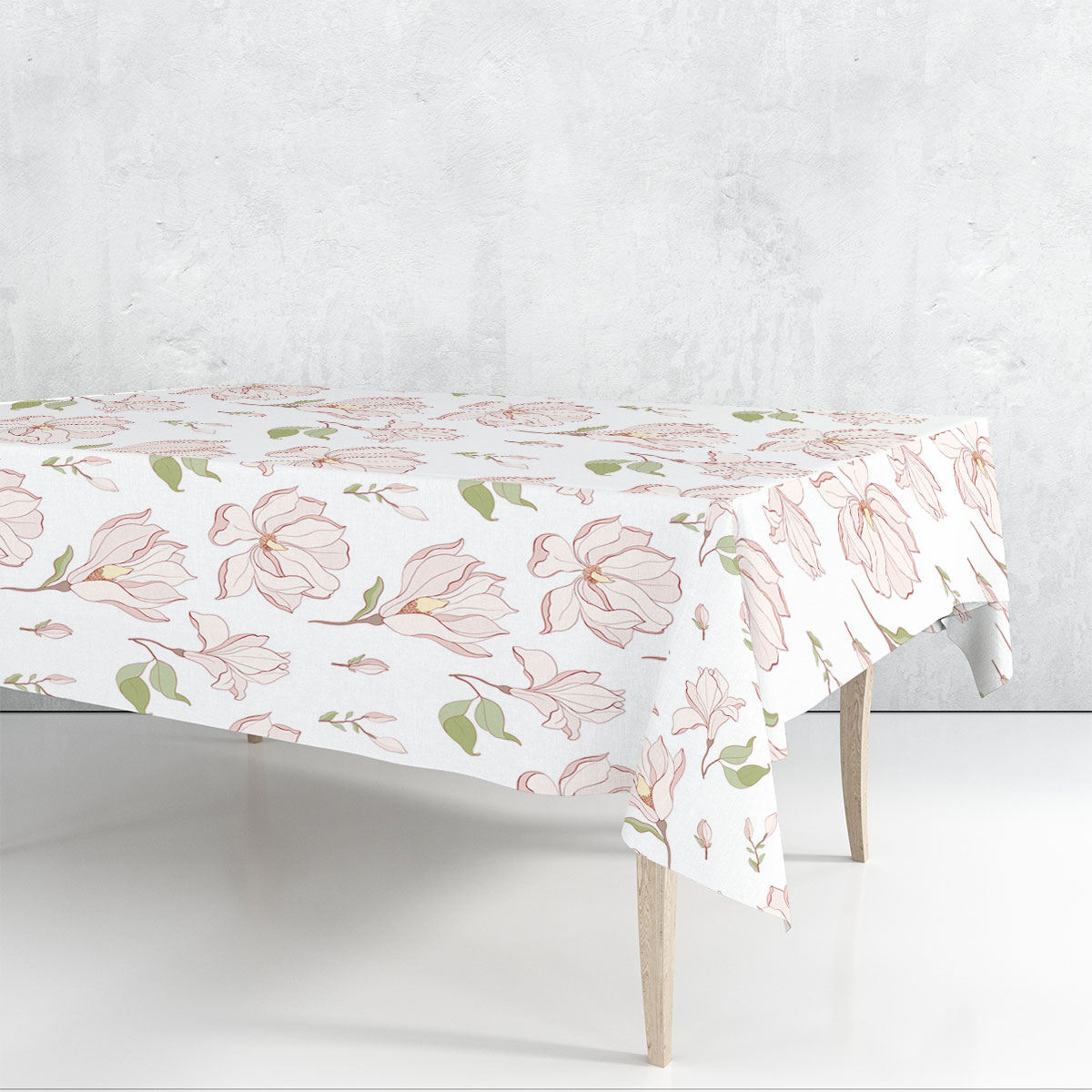 White Magnolia Blossom Rectangle Tablecloth
