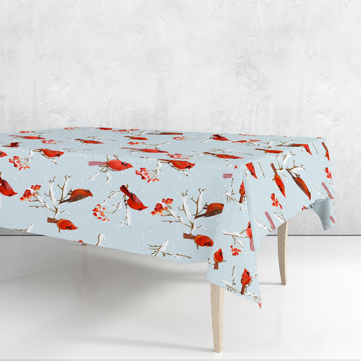 Winter Snow Cardinall Rectangle Tablecloth