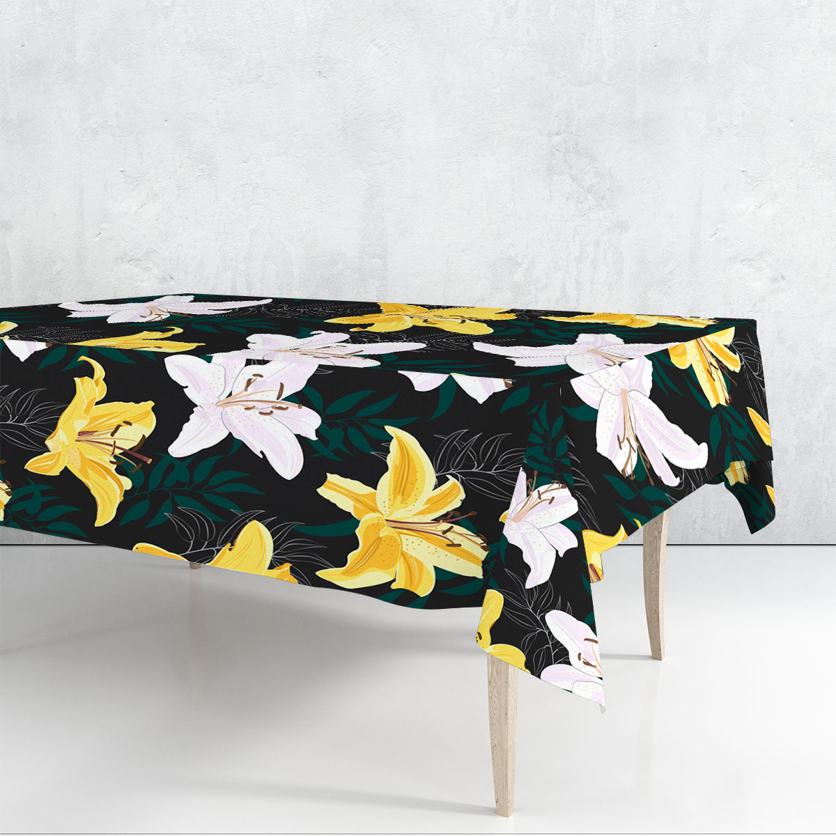 Yellow And White Lily Flowers Rectangle Tablecloth