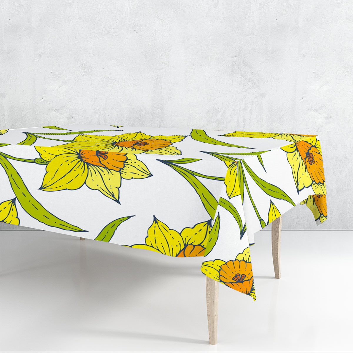 Yellow Daffodils Flowers Rectangle Tablecloth