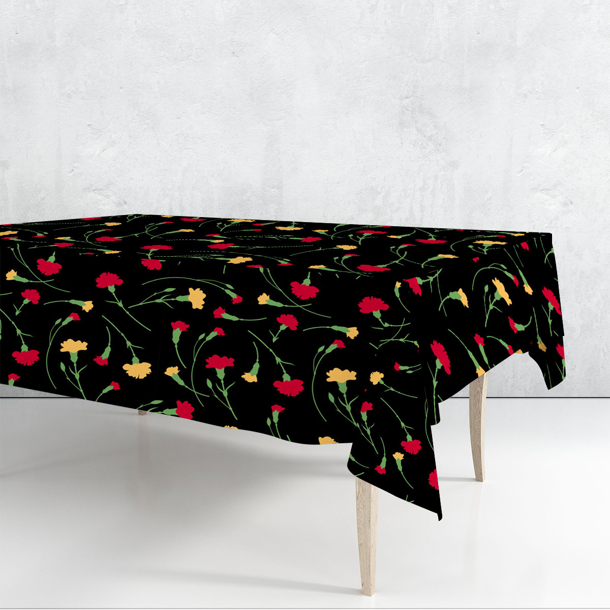 Yellow Red Carnations Rectangle Tablecloth