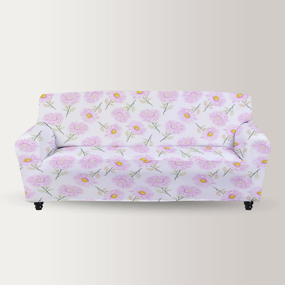 Beautiful Pink Chrysanthemum Sofa Cover