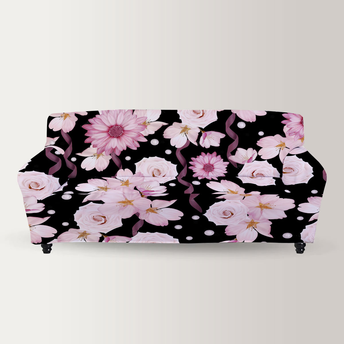 Beautiful Seamless Pattern With Roses And Chrysanthemum Sofa Cover