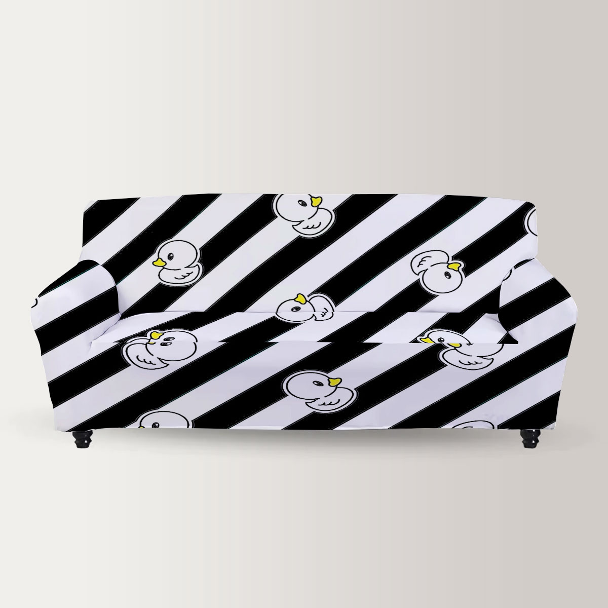 Black And White Duck Monogram Sofa Cover