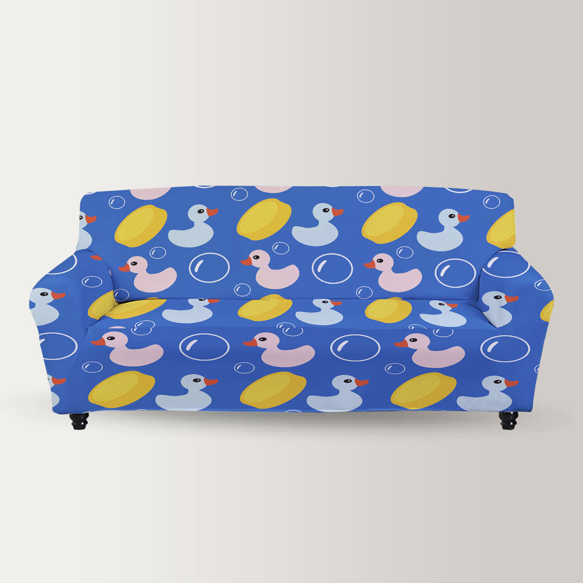 Blue Pink Duck Monogram Sofa Cover