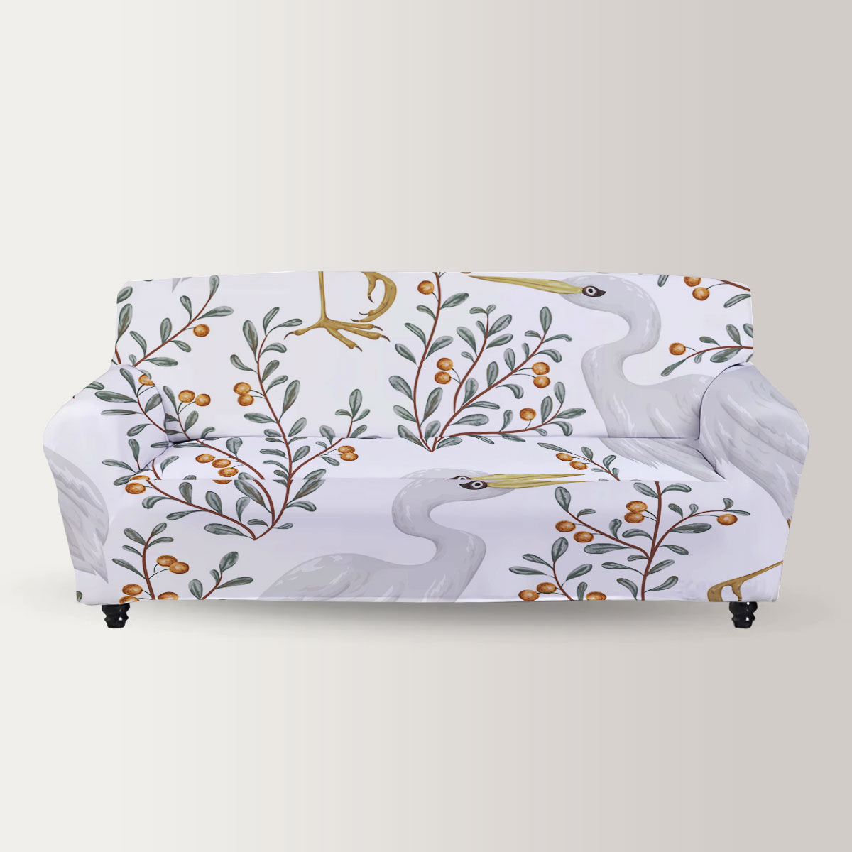 Cranberry Heron Sofa Cover