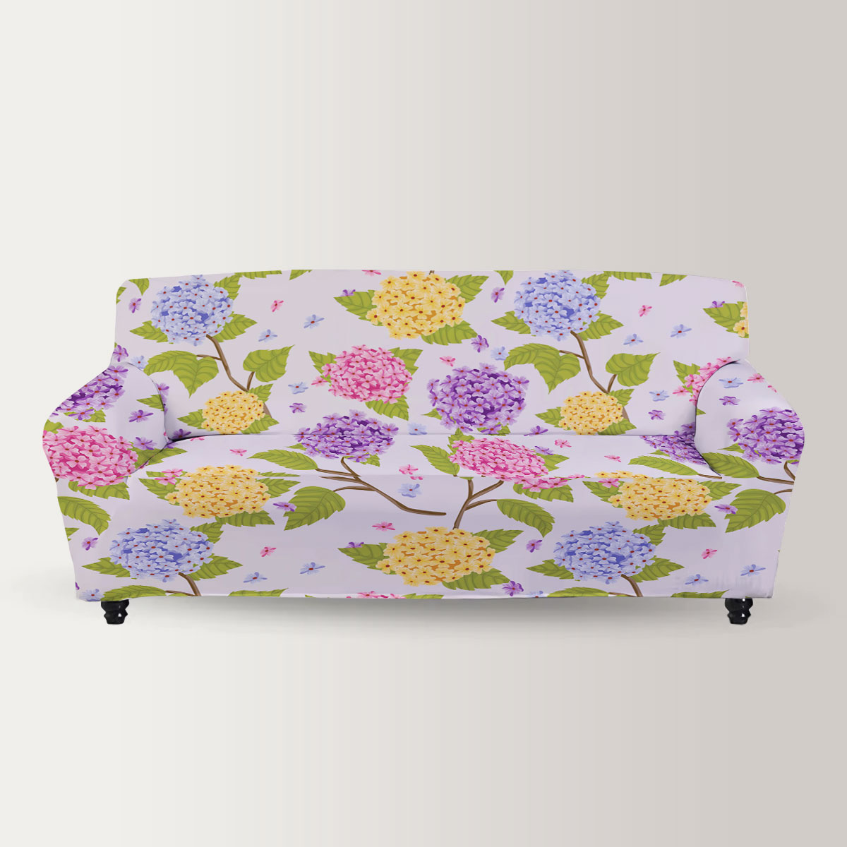 Floral Hydrangea Seamless Pattern Sofa Cover