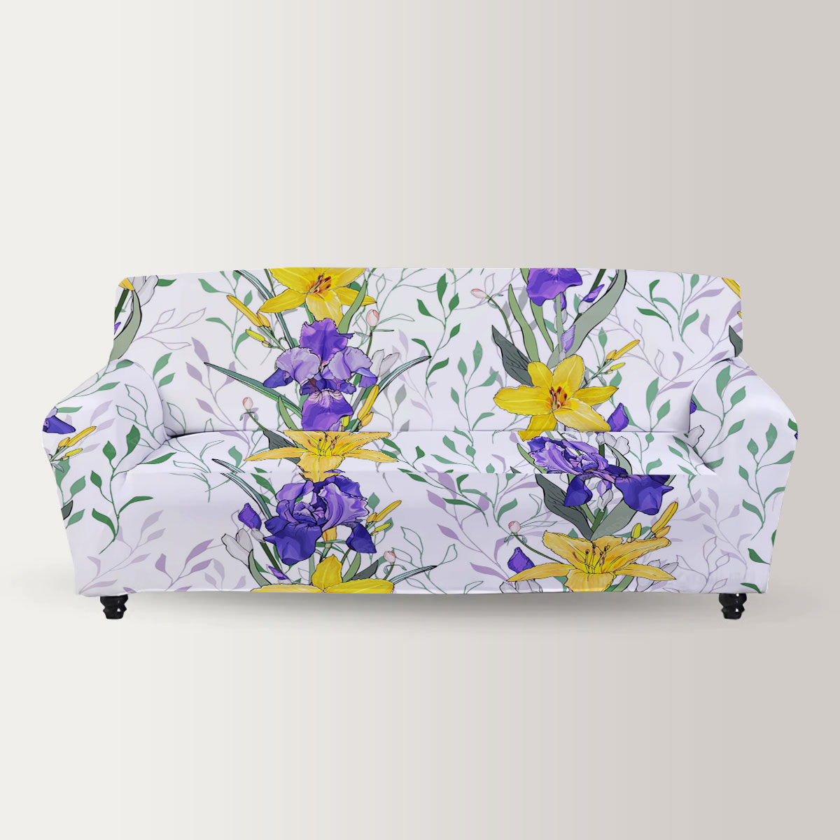 Flowers Purple Irises Yellow Lilies Sofa Cover