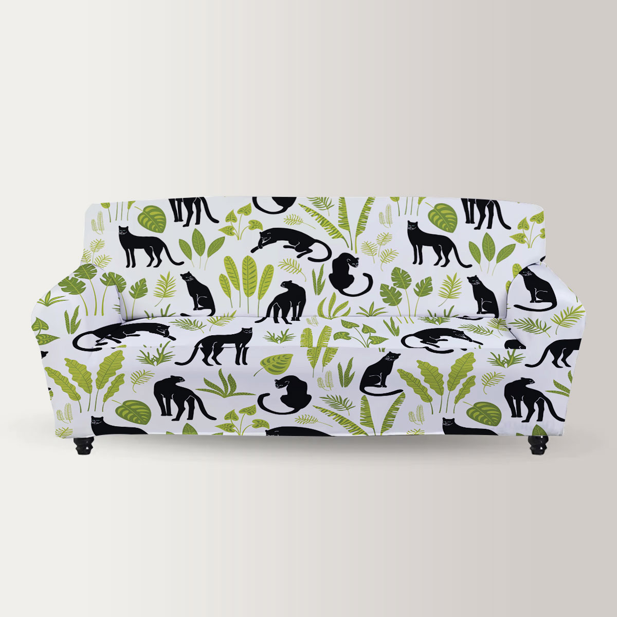 Green Leaf Black Panther Sofa Cover